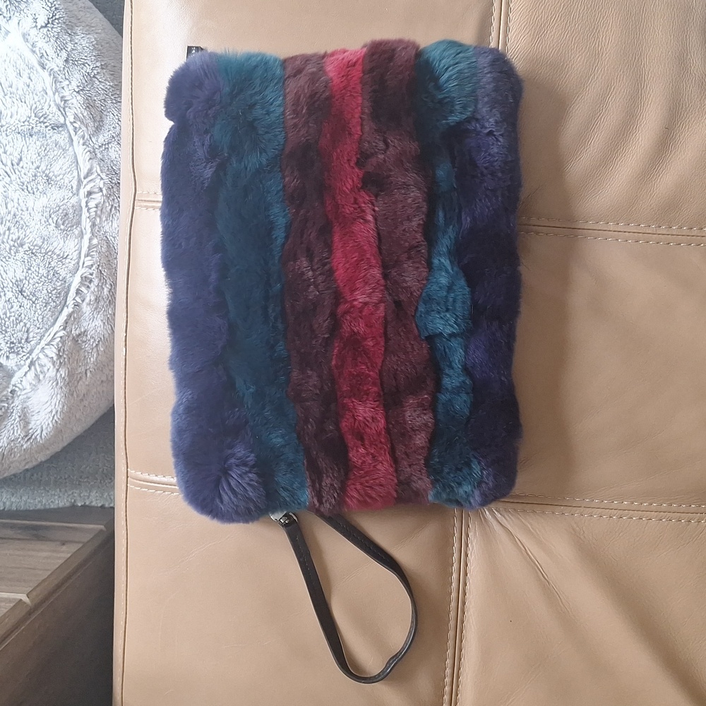 Alice & Olivia Multicolor Faux Fur Clutch